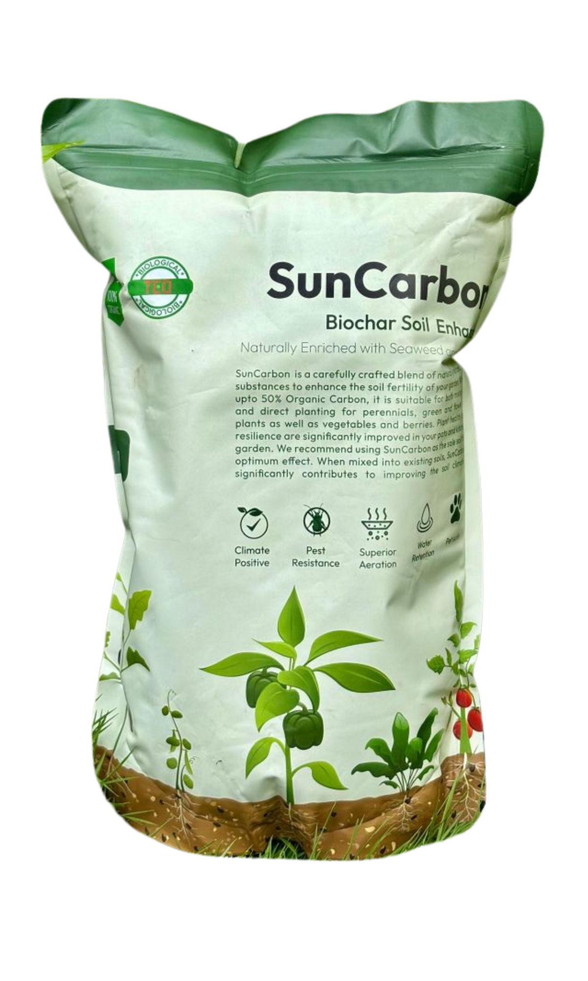 Suncarbon Biochar Soil Enhancer enriched with seaweed and humate (1 K.g)